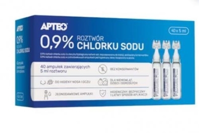 Zdjęcie 0,9% roztwór chlorku sodu APTEO 40amp.po5m