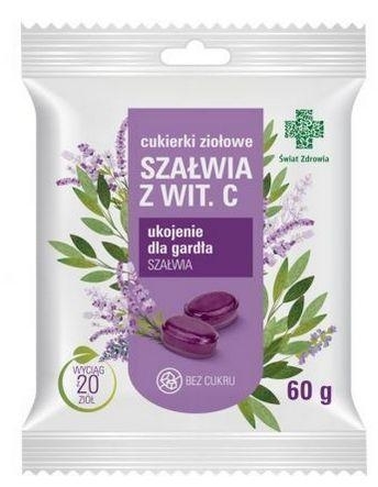 Zdjęcie Cukierki ziołowe Szałwia z Wit.C ŚZ* 60g