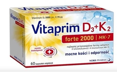 Zdjęcie Vitaprim D3 Forte 2000 + K2 60 kaps.